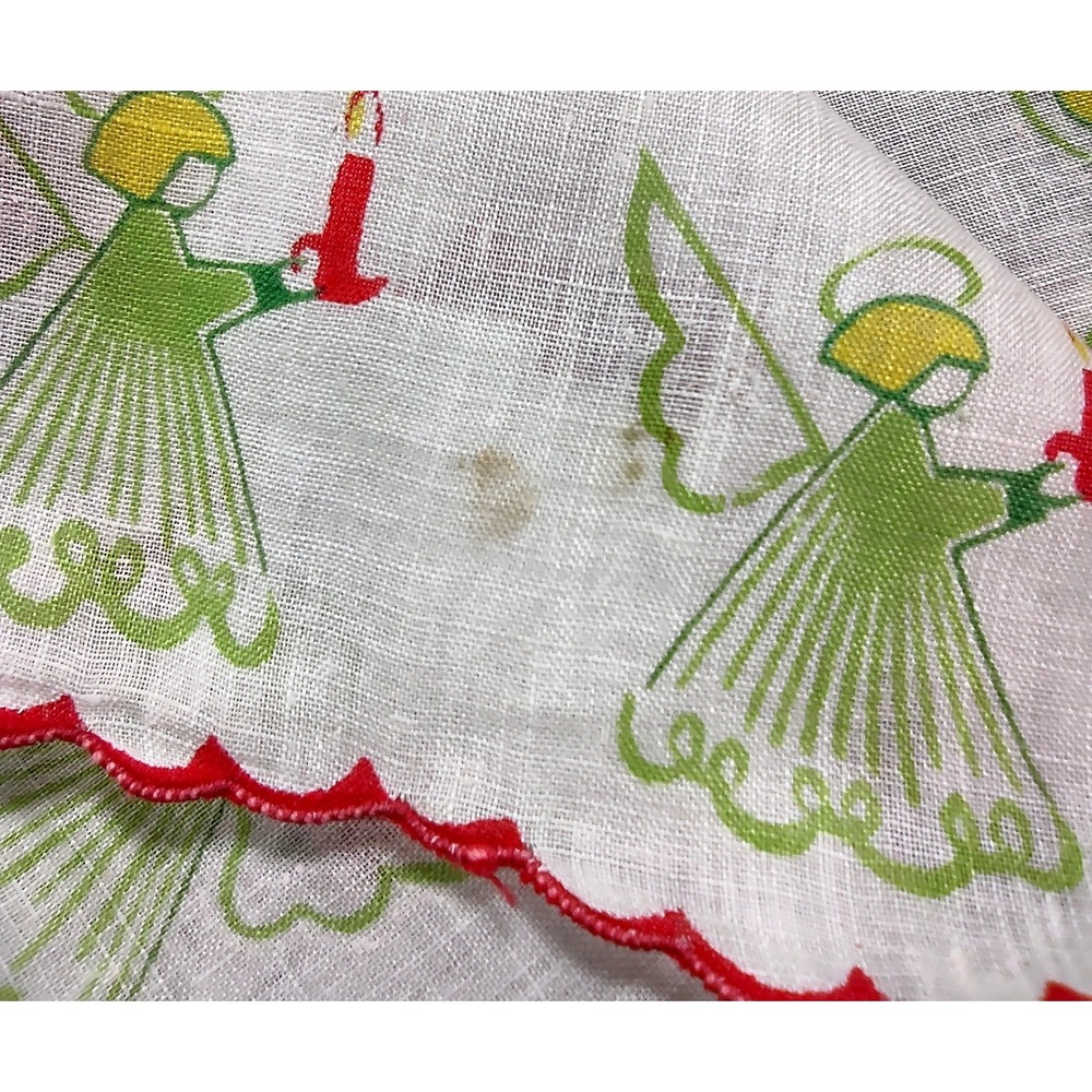 Vintage Christmas Handkerchief Giant Poinsettia Angel Hankie 15x15 - Picture 4 of 5